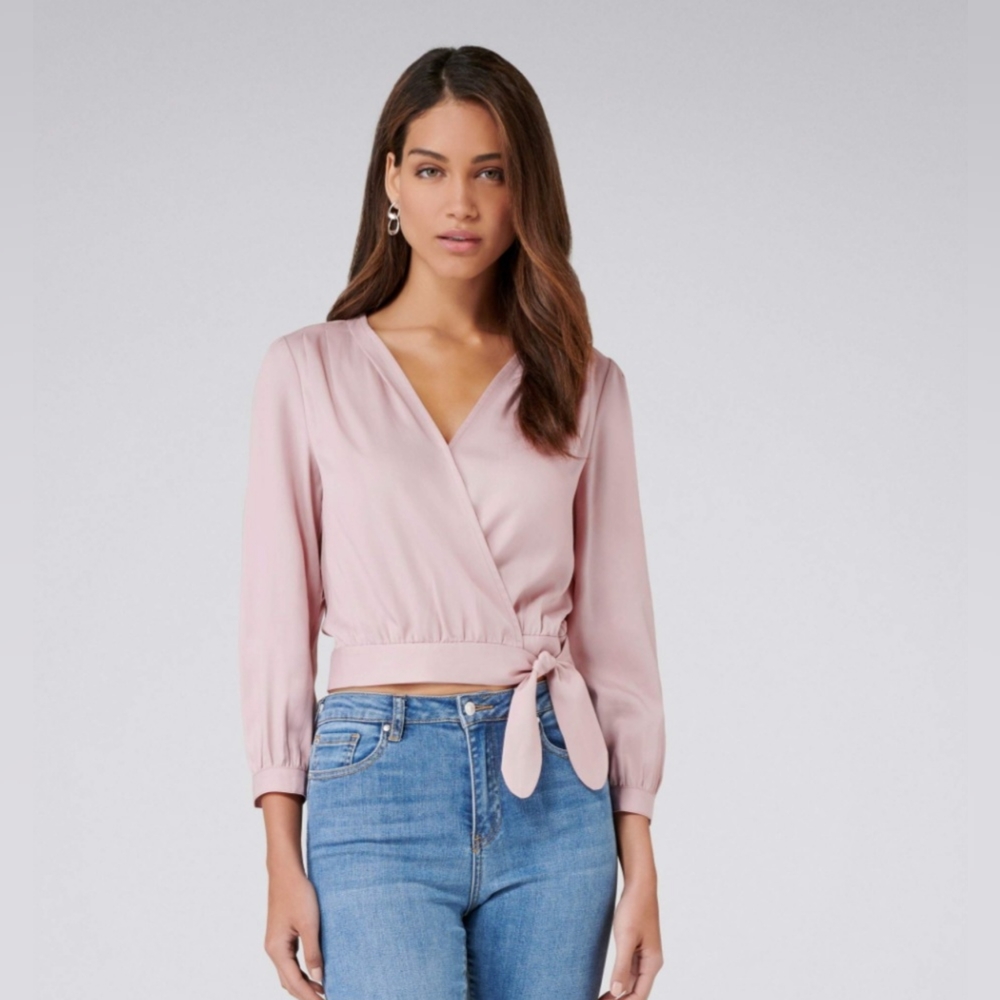 FOREVER NEW AUSTRALIA pink wrap blouse